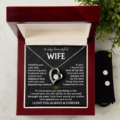 To My Wife - I Love You Always & Forever - Forever Love Necklace & Earring Set