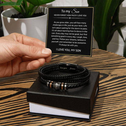 To My Son - Believe In Yourself - Luxury Leather Bracelet - Love You Forever Bracelet