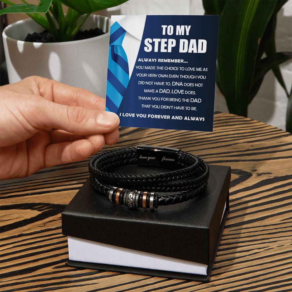 Step Dad Gift - Mens Love You Forever Leather Bracelet - Always Remember - Love You Forever Bracelet
