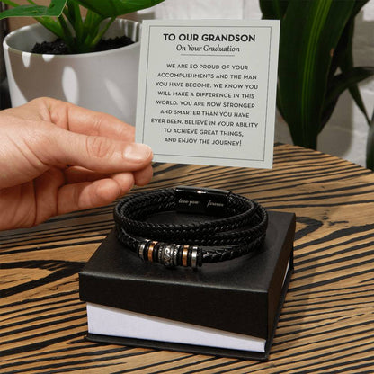 Graduation Gift For Grandson, Grandson Leather Bracelet, Grandson Graduation Gift - Love You Forever Bracelet