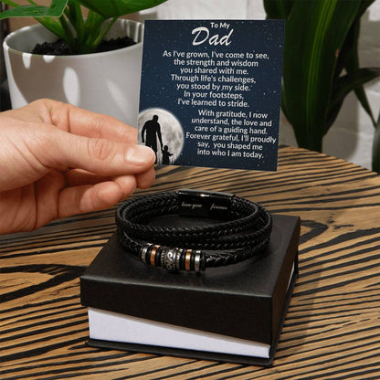 To My Dad, You Have Shaped Me Into Who I Am Today Braided Leather Bracelet - Love You Forever Bracelet