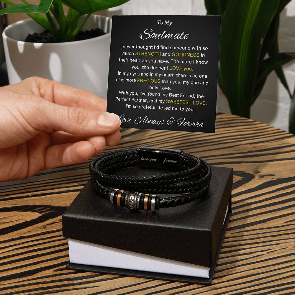 To My Soulmate Love You Forever Customize Bracelet Gift With Card - Love You Forever Bracelet