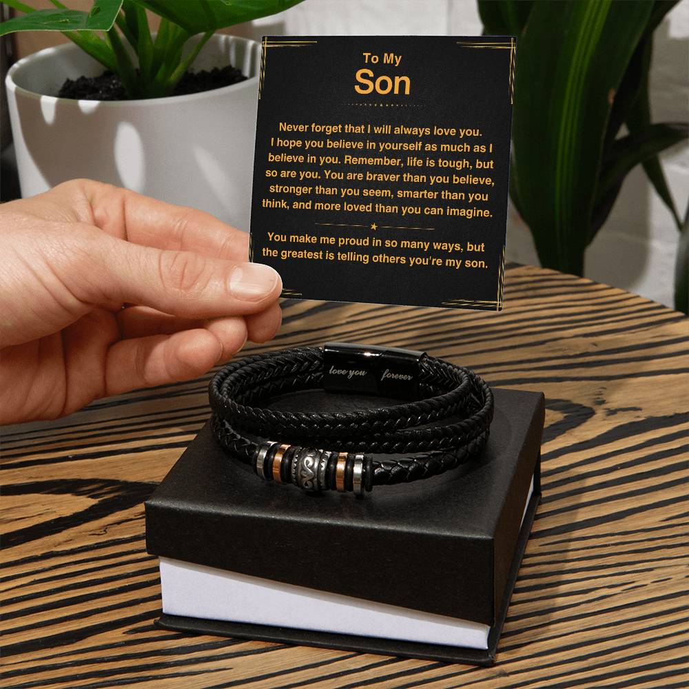 Son, You Make Me Proud - Leather Bracelet - Love You Forever Bracelet