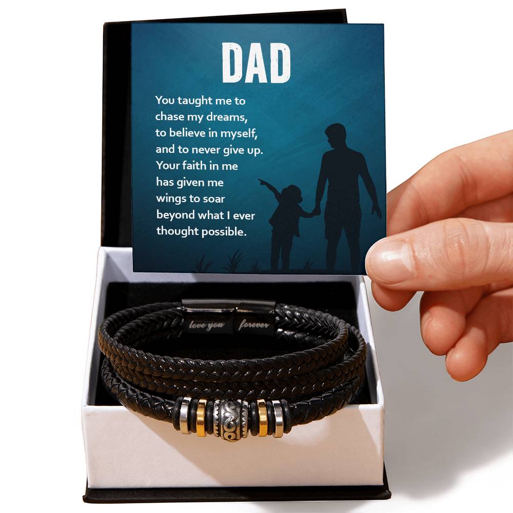 Unforgettable Love Father's Day Leather Bracelet - You Gave Me Wings To Soar - Love You Forever Bracelet