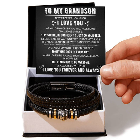 To My Grandson - Love You Forever - Black - Love You Forever Bracelet