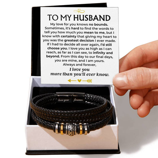 To My Husband  Love You Forever  Braided Bracelet Gift Set - Love You Forever Bracelet
