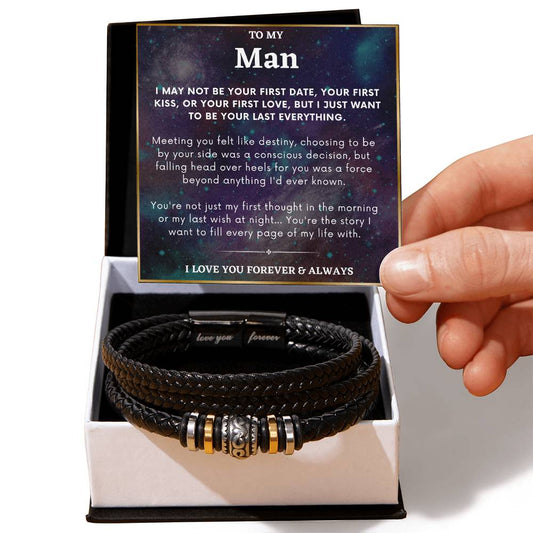 Promise Bracelet For Him, Engraved Promise Bracelet For Boyfriend, To My Man Bracelet, Boyfriend Bracelet, Soulmate Gift, Valentine's Gift For Him - Love You Forever Bracelet