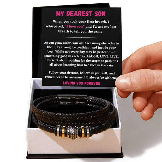 Bracelet For Son, Gift For Son, Gift For Son From Mom, Engraved Leather Bracelet, Love You Bracelet, Son Birthday Gift, Christmas Gift - Love You Forever Bracelet