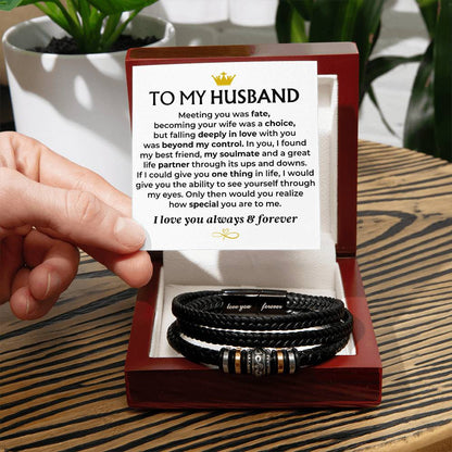 To My Husband  Love You Forever  Braided Bracelet Gift Set - Ss581 - Love You Forever Bracelet