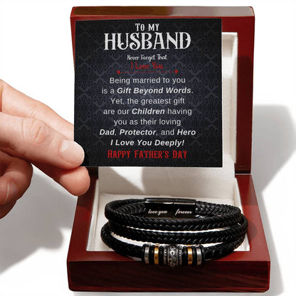 Father Day Gift From Wife, Vegan Leather Bracelet, Dad Gifts From Wife - Love You Forever Bracelet