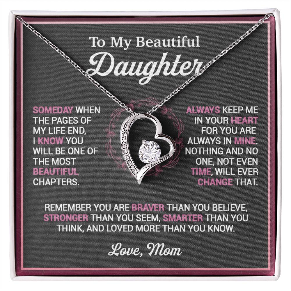 To My Daughter Necklace, Gift For Daughter From Mom, Mother Daughter Necklace Forever Love Necklace