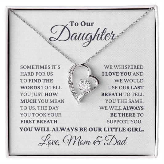 Gift For Daughter Love Mom And Dad Our Little Girl Necklace Forever Love Necklace