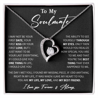 To My Soulmate Necklace, Christmas, Valentine Gift For Her, Gift For Soulmate Forever Love Necklace