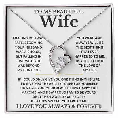 To My Beautiful Wife - Personalizable Necklace Gift Set Forever Love Necklace