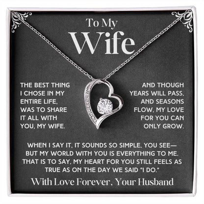 To My Wife - Forever Love Necklace & Earring Set - Beautiful Poem Forever Love Necklace