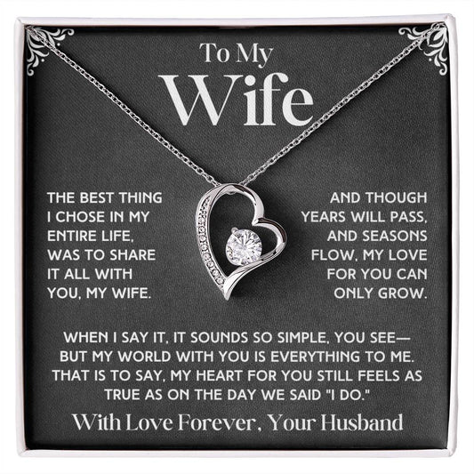 To My Wife - Forever Love Necklace & Earring Set - Beautiful Poem Forever Love Necklace
