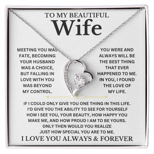 To My Beautiful Wife - Personalizable Necklace Gift Set Forever Love Necklace