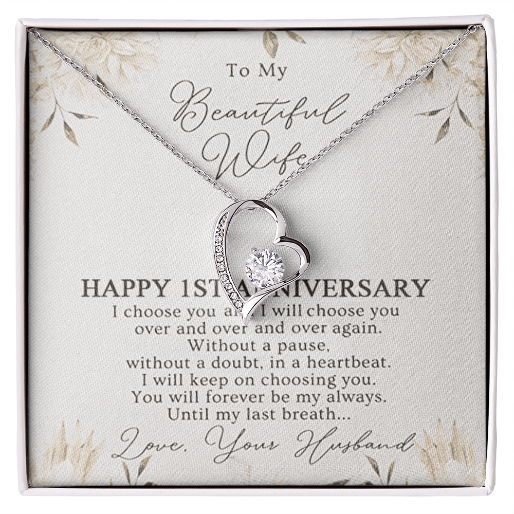 1St Anniversary Necklace Gift For Wife 1 Year Wedding Jewelry Gift For Her 1St Wedding Anniversary Wife Gift  1 Year Anniversary Wedding Present Forever Love Necklace
