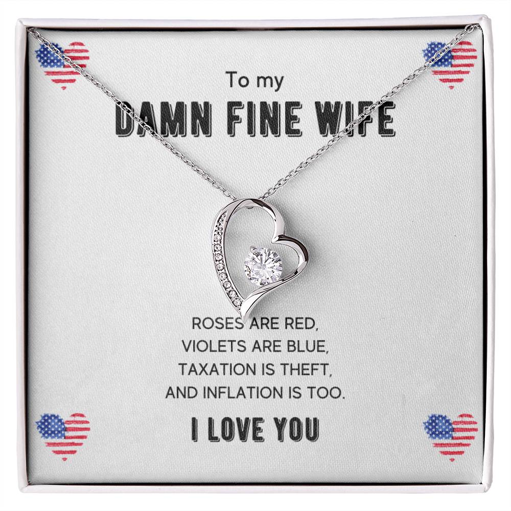 To My Damn Fine Wife - Women'S Forever Love Necklace & Earring Set - Gift For Wife Forever Love Necklace