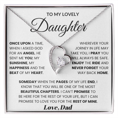 To My Lovely Daughter - Once Upon A Time, When I Asked God For An Angel Forever Love Necklace