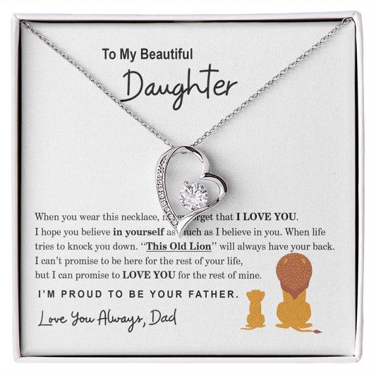 To My Beautiful Daughter Necklace, Daughter Gift From Dad, Father Daughter Gift, Christmas Gift, Unique Daughter Birthday Graduation Gift Forever Love Necklace