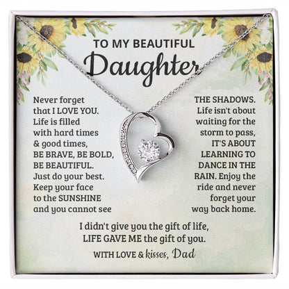 To My Beautiful Daughter - Enjoy The Ride And Never Forget Your Way Back Home - Forever Love Necklace