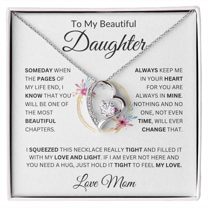 To My Beautiful Daughter  Always Keep Me In Your Heart  Love Mom  Fl Necklace Forever Love Necklace