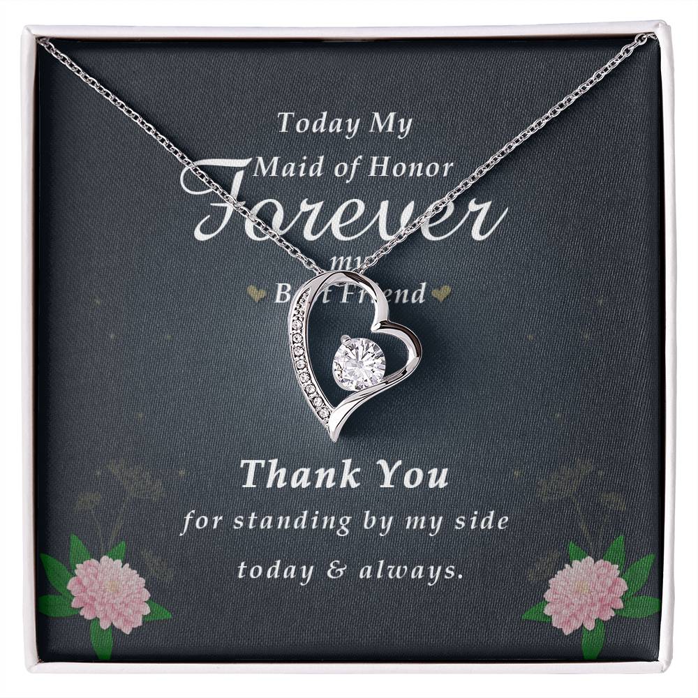 Forever Heart Necklace, Maid Of Honor Gift Forever Love Necklace