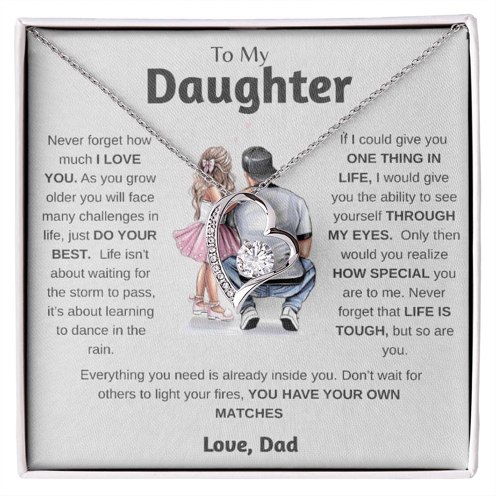 To My Daughter  Just Do Your Best  Forever Love Necklace Forever Love Necklace