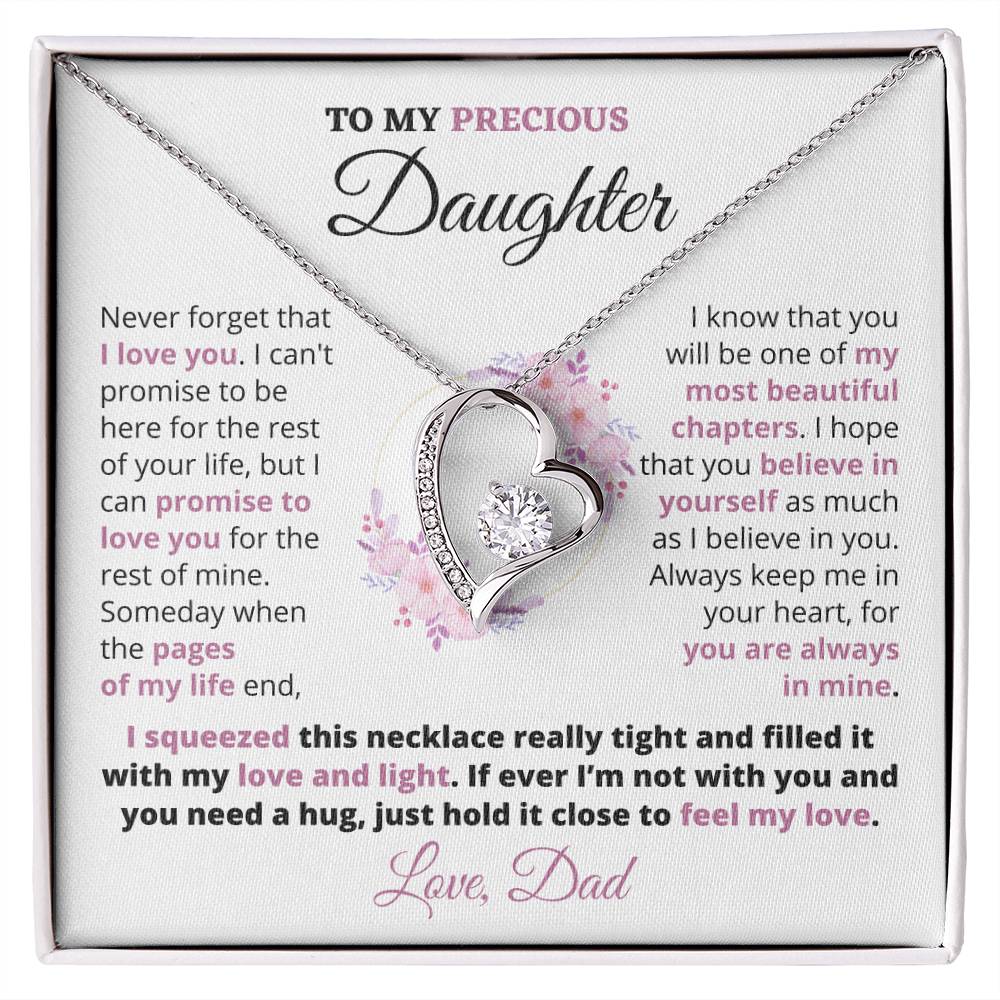 Gift For Precious Daughter Always Keep Me In Your Heart Love Dad Heart Necklace Forever Love Necklace