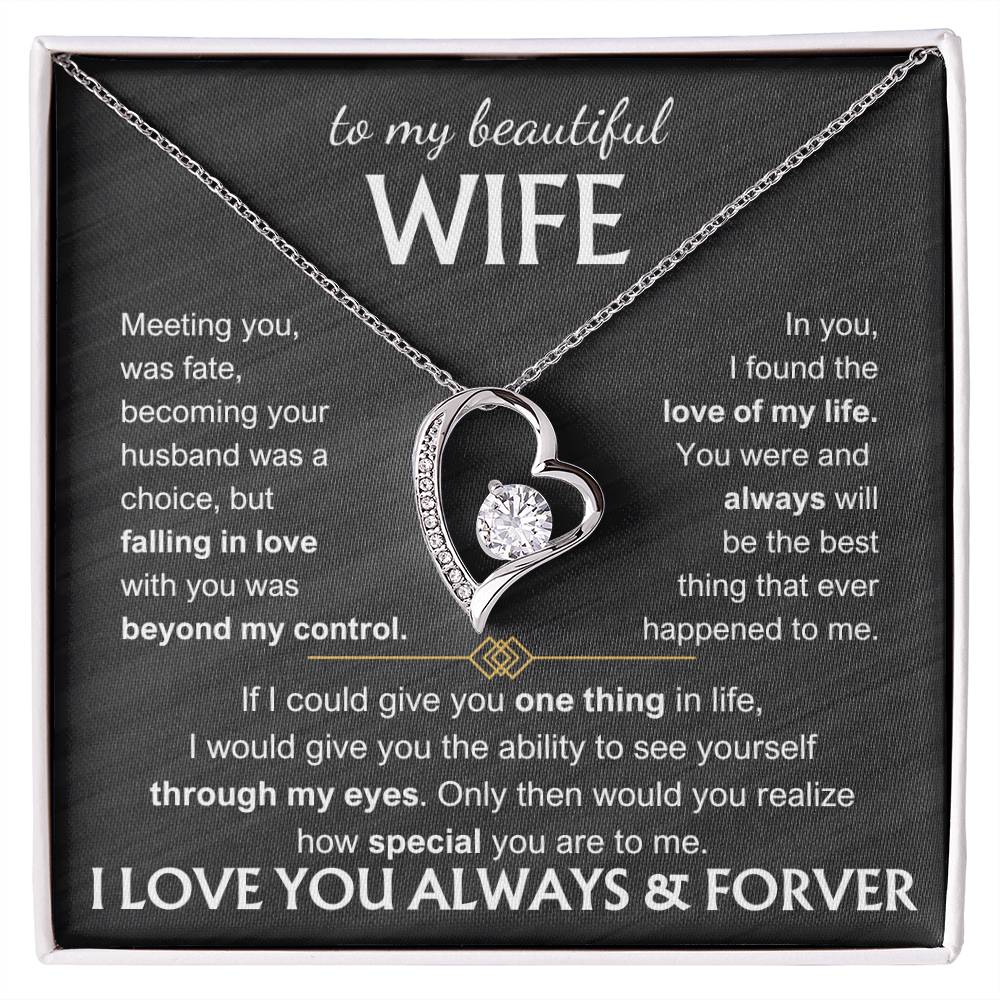 To My Beautiful Wife - Meeting You Was Fate Forever Love Necklace
