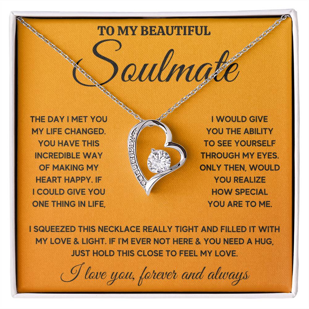 To My Beautiful Soulmate Heart Happy Squeezed Forever Love Necklace Gift Set Forever Love Necklace