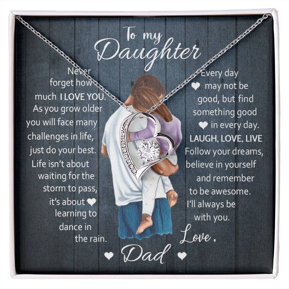 To My Daughter  Laugh Love Live  Forever Love Necklace Forever Love Necklace