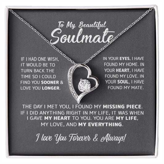 To My Beautiful Soulmate - In Your Eyes, I Have Found My Home Forever Love Necklace