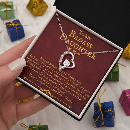To My Badass Daughter You'Ll Always Be My Baby Girl Forever Love Necklace Forever Love Necklace