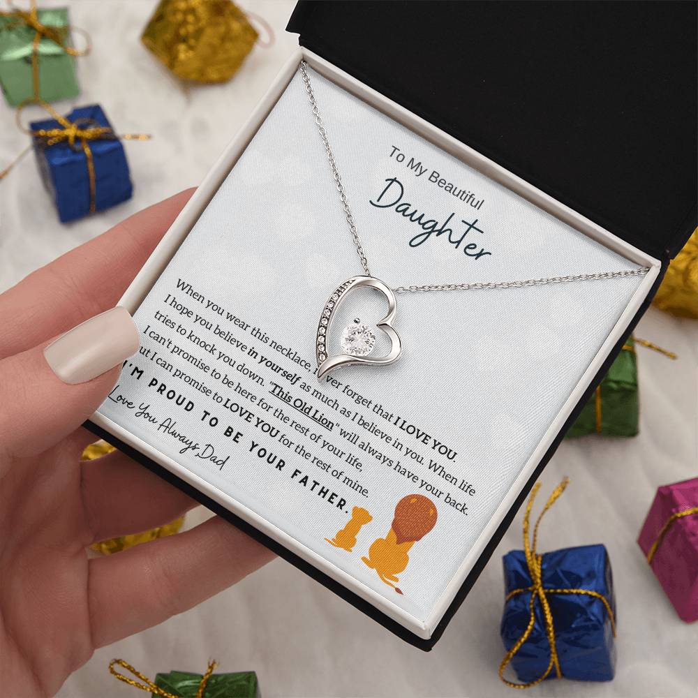 To My Daughter,  I'M Proud To Be Your Father Forever Love Necklace