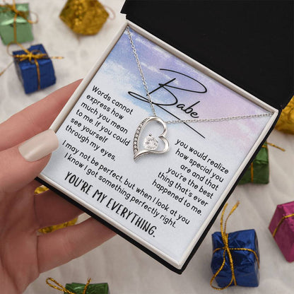 Babe Necklace - You'Re My Everything - Brush Stroke Forever Love Necklace