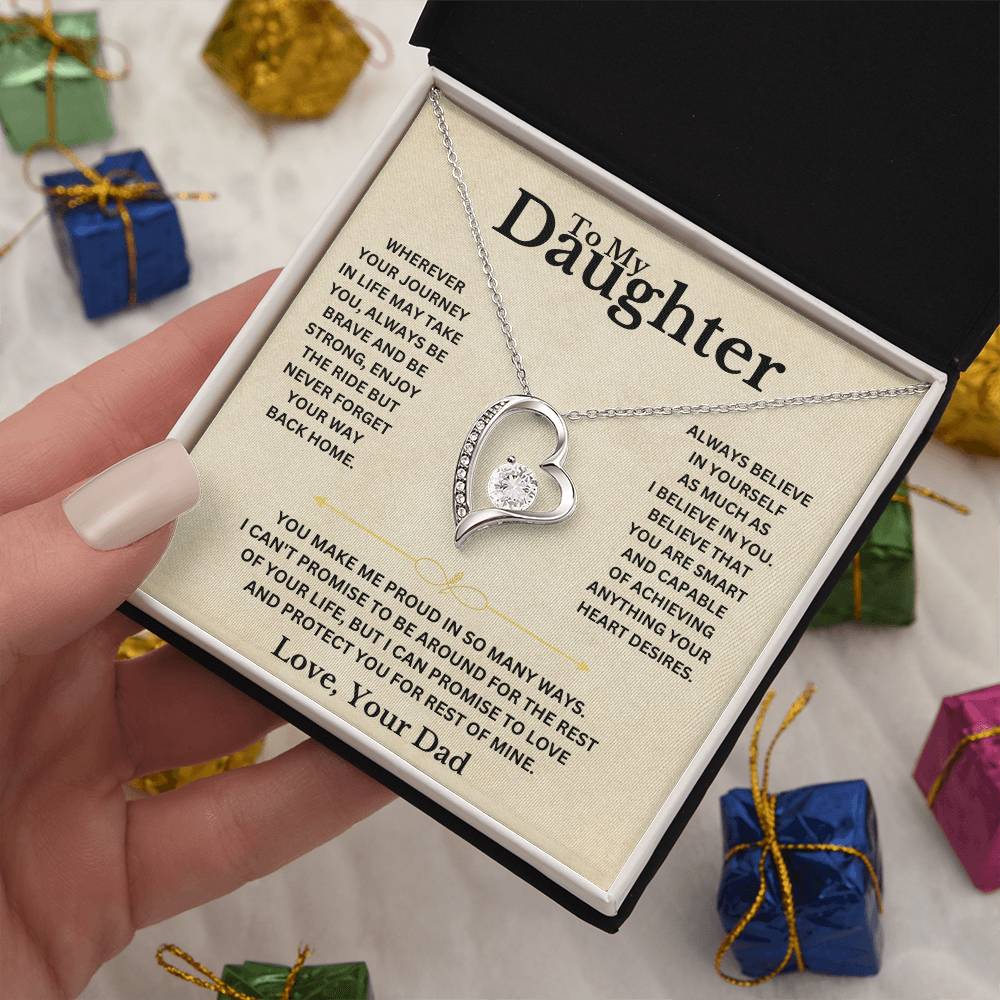 To My Daughter - Love Dad - Necklace Gift Set Forever Love Necklace
