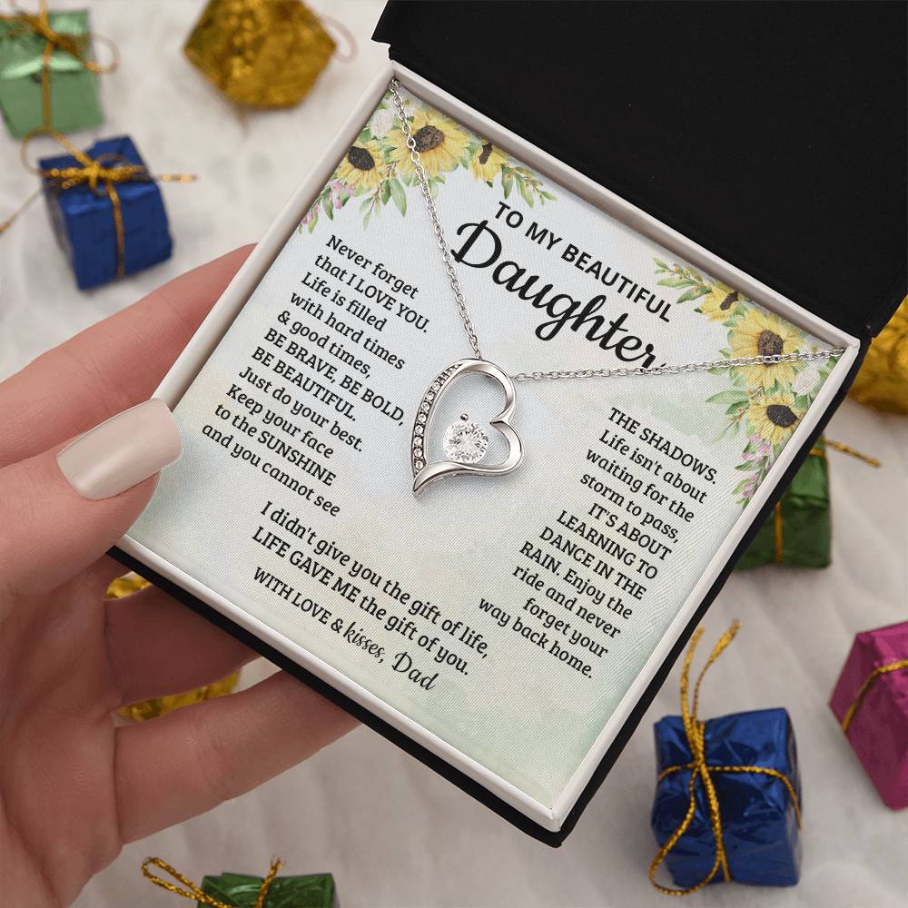 To My Beautiful Daughter - Enjoy The Ride And Never Forget Your Way Back Home - Forever Love Necklace