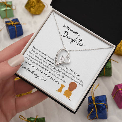 To My Beautiful Daughter Necklace, Daughter Gift From Dad, Father Daughter Gift, Christmas Gift, Unique Daughter Birthday Graduation Gift Forever Love Necklace
