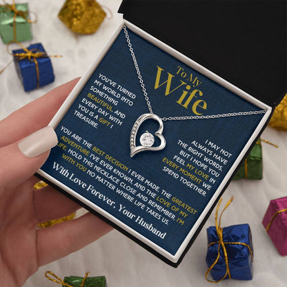 To My Wife - Forever Love Necklace & Earring Set - You Are My Treasure Forever Love Necklace