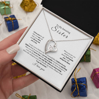 Sister  Strength  I Love You Forever Love Necklace