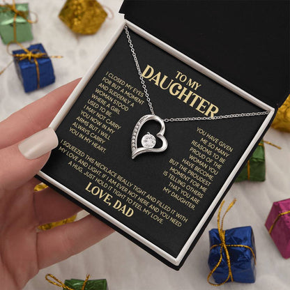 Daughter Heart Necklace  Love Dad Forever Love Necklace