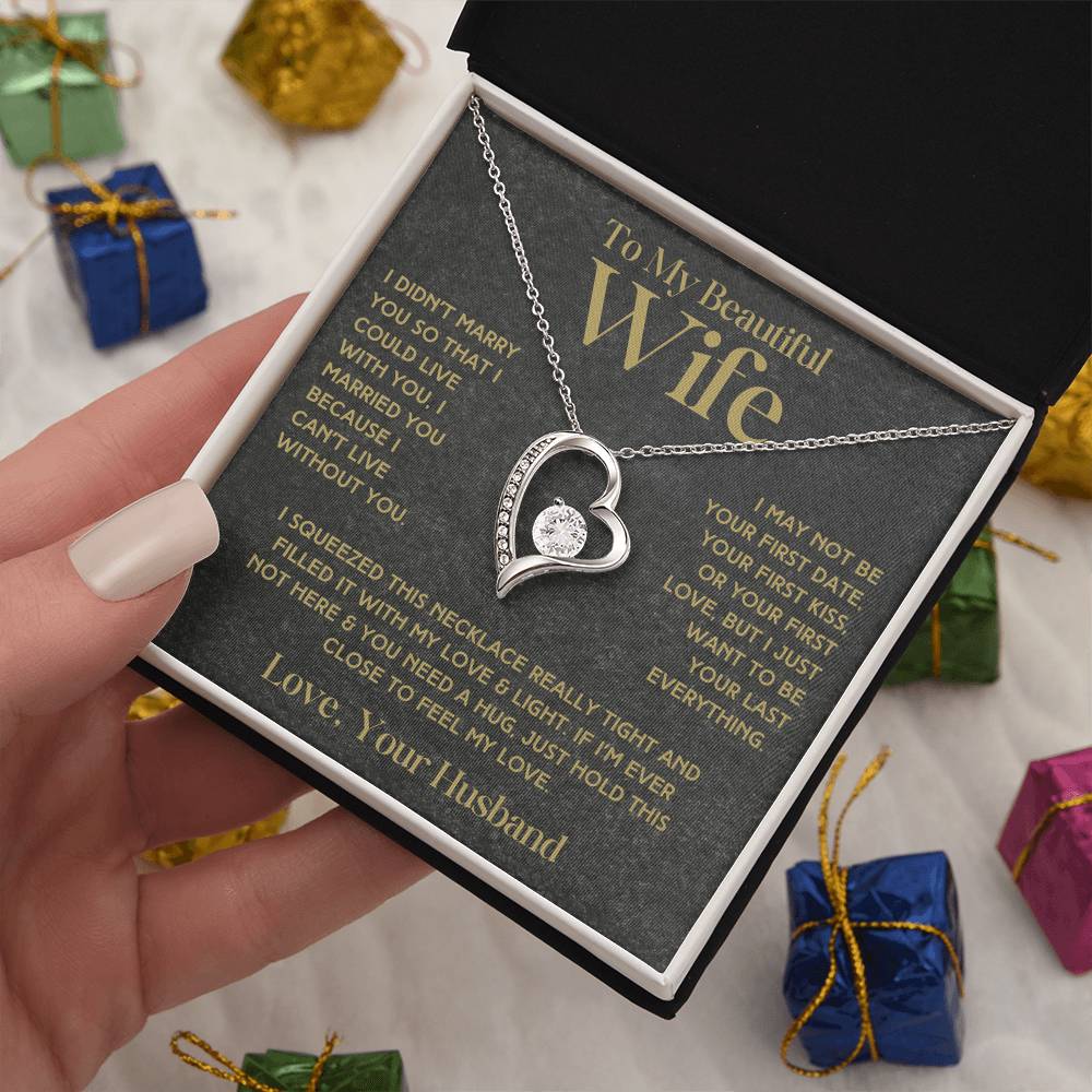 To My Beautiful Wife - Forever Love Necklace & Earring Set - I Want To Be Your Last Everything Forever Love Necklace