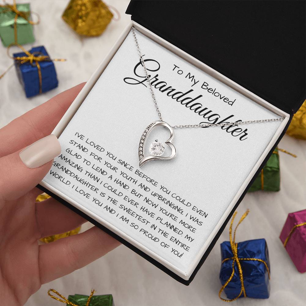To My Beloved Granddaughter Forever Love Necklace  I Was Glad To Lend A Hand Forever Love Necklace