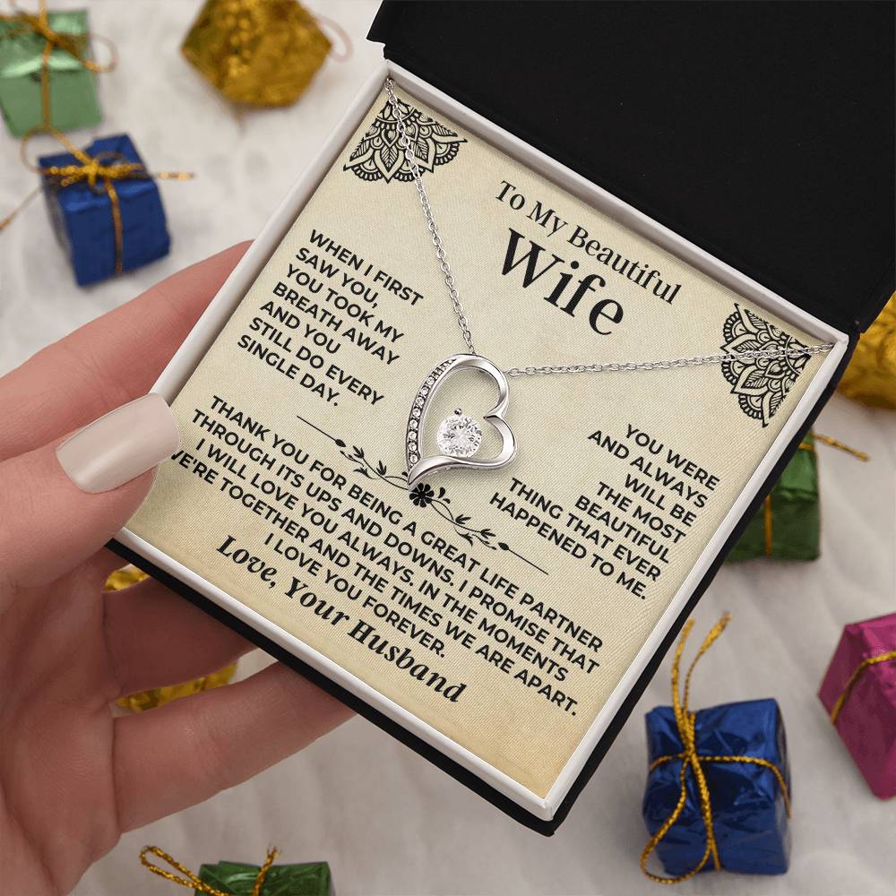 To My Beautiful Wife - Forever Love Gift Set - Ss545 Forever Love Necklace