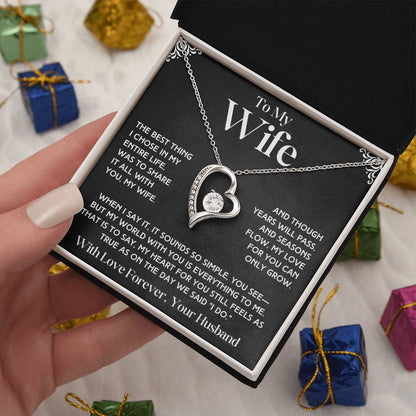 To My Wife - Forever Love Necklace & Earring Set - Beautiful Poem Forever Love Necklace