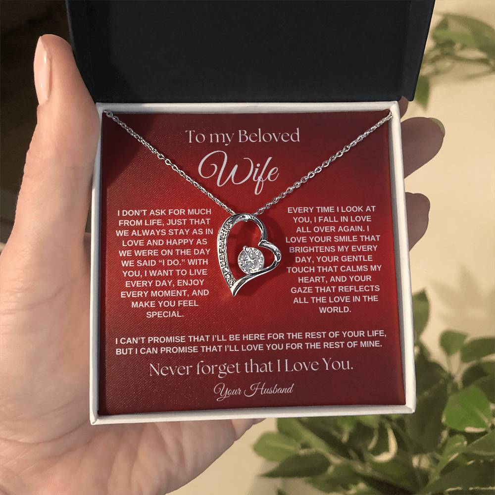 To My Beloved Wife, I Promise To Love You Forever Forever Love Necklace