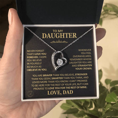 Unique Gift For Daughter From Dad Never Forget That I Love You Heart Necklace Forever Love Necklace