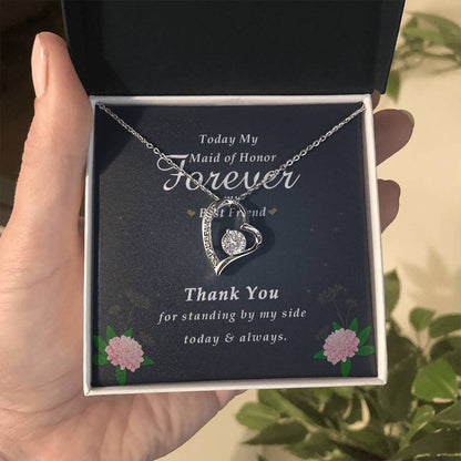 Forever Heart Necklace, Maid Of Honor Gift Forever Love Necklace